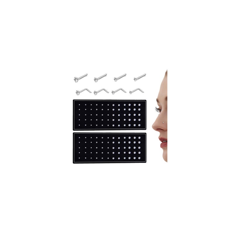 THUNARAZ 60-120pcs Stainless Steel Nose Studs Rings Piercing Pin Body Jewelry 22G 1.5mm 2mm 2.5mm (E:120PCS SILVER TONE) - Image 1
